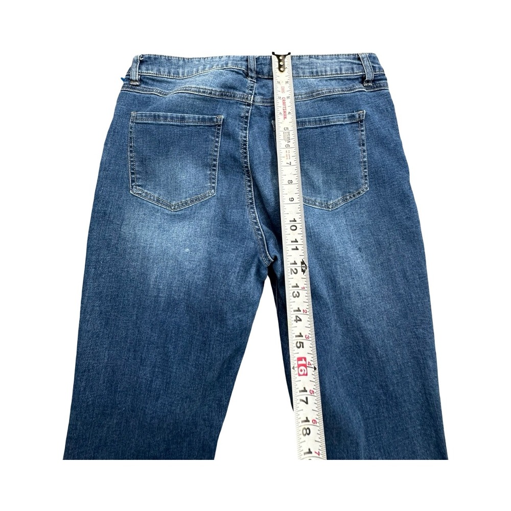 d.jeans Straight Leg Womens 12 Blue Button Fly Stretch Medium Wash Denim Pants - Picture 6 of 12